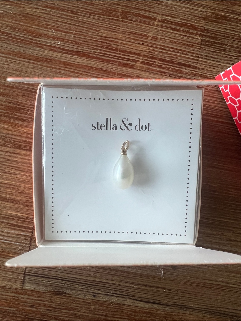 Stella & Dot Teardrop Pearl Charm - Gold Pendant (NIB)